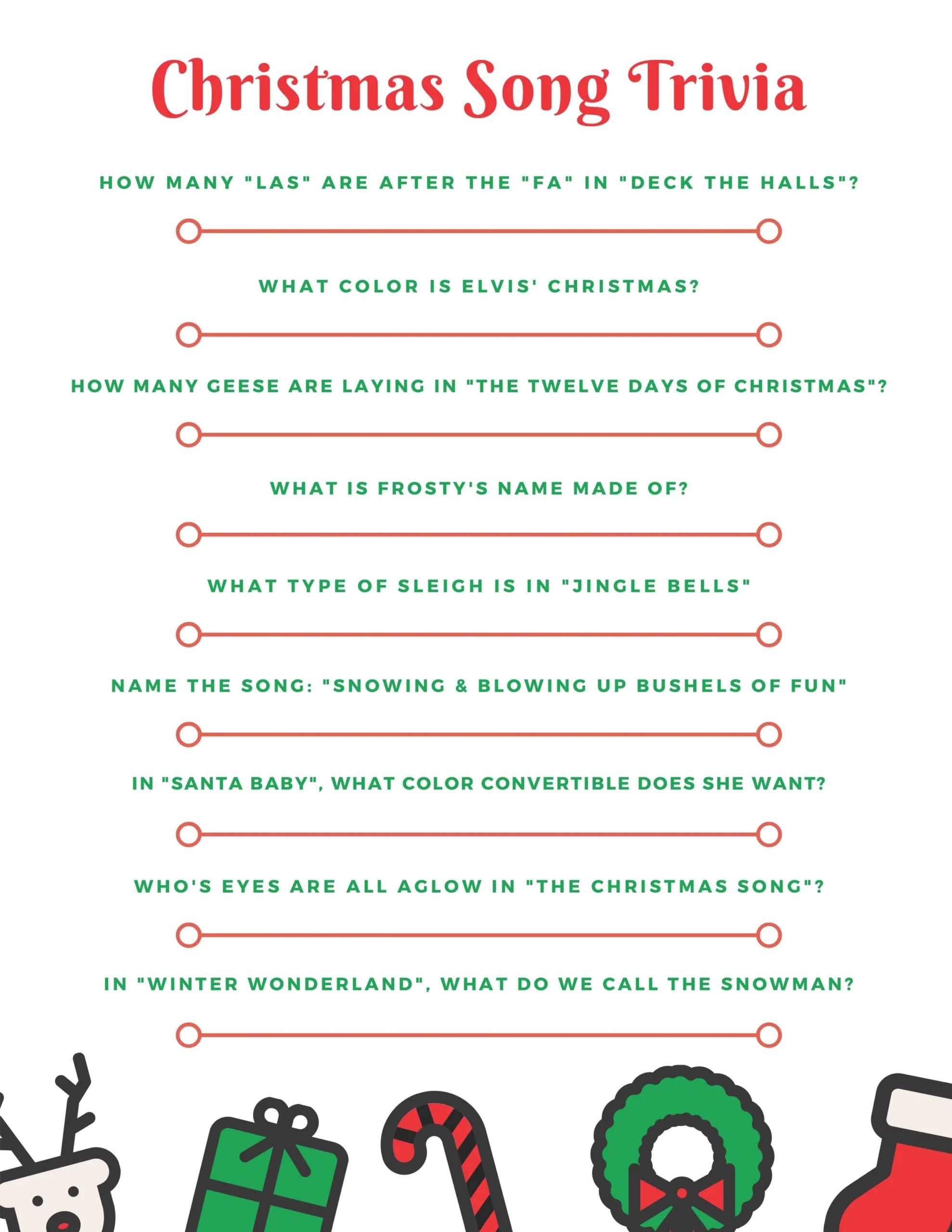Printable Christmas Song Trivia
