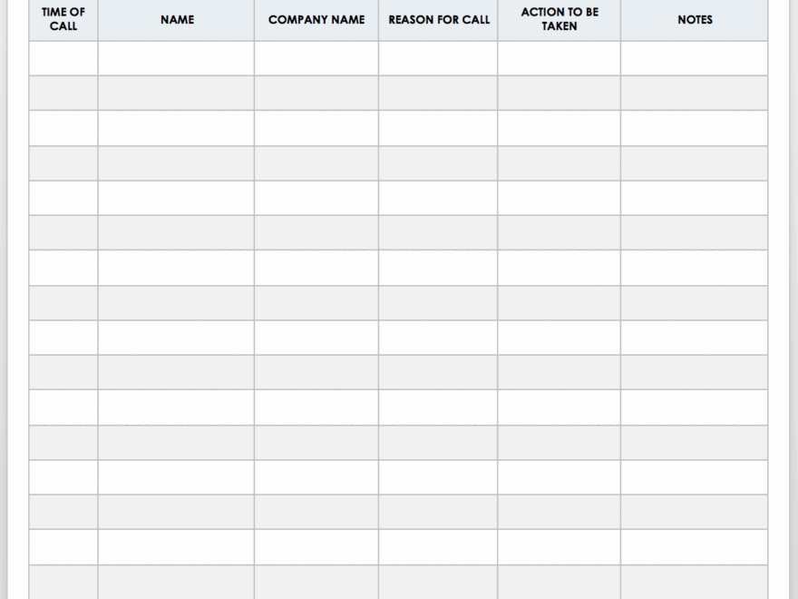 Free Client Call Log Templates Smartsheet
