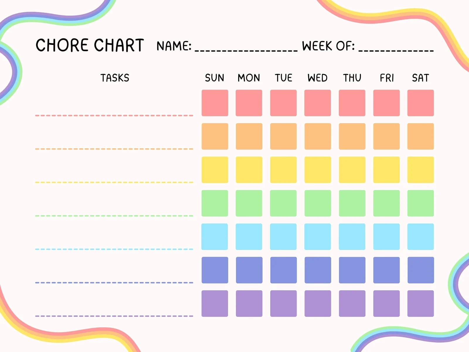 Chores Chart Template Free Printable