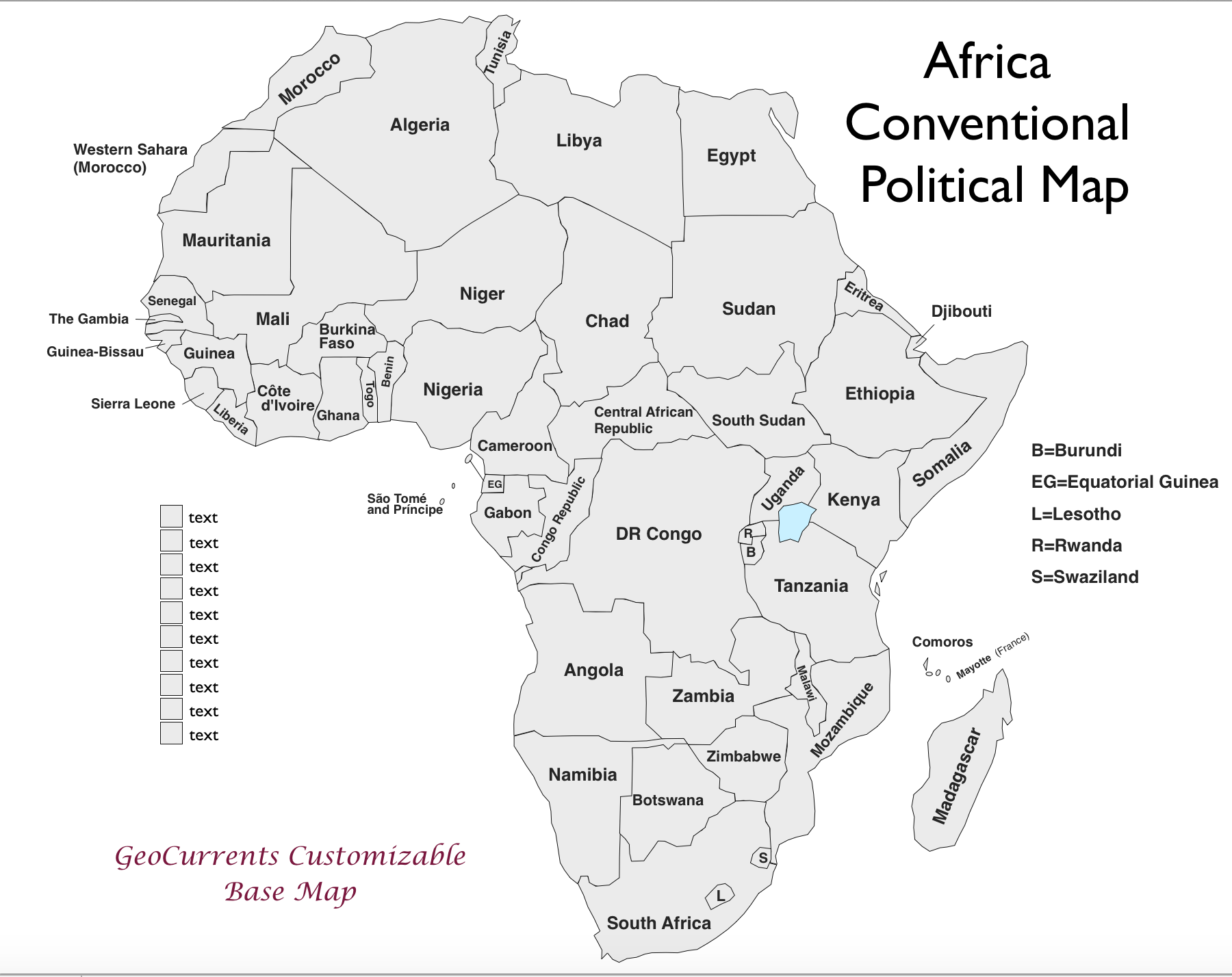 Printable List Of African Countries