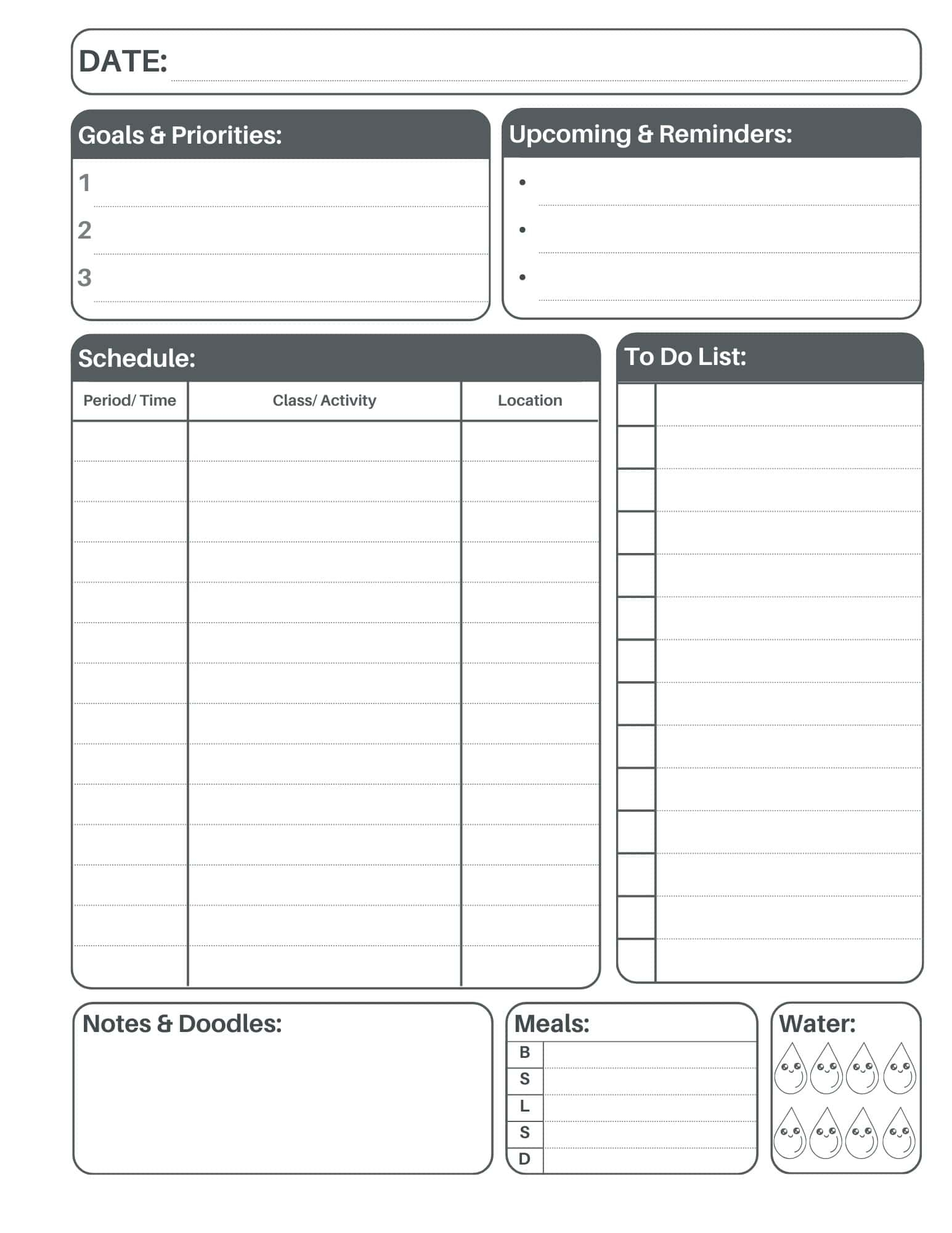 Daily Planner For Students Printable