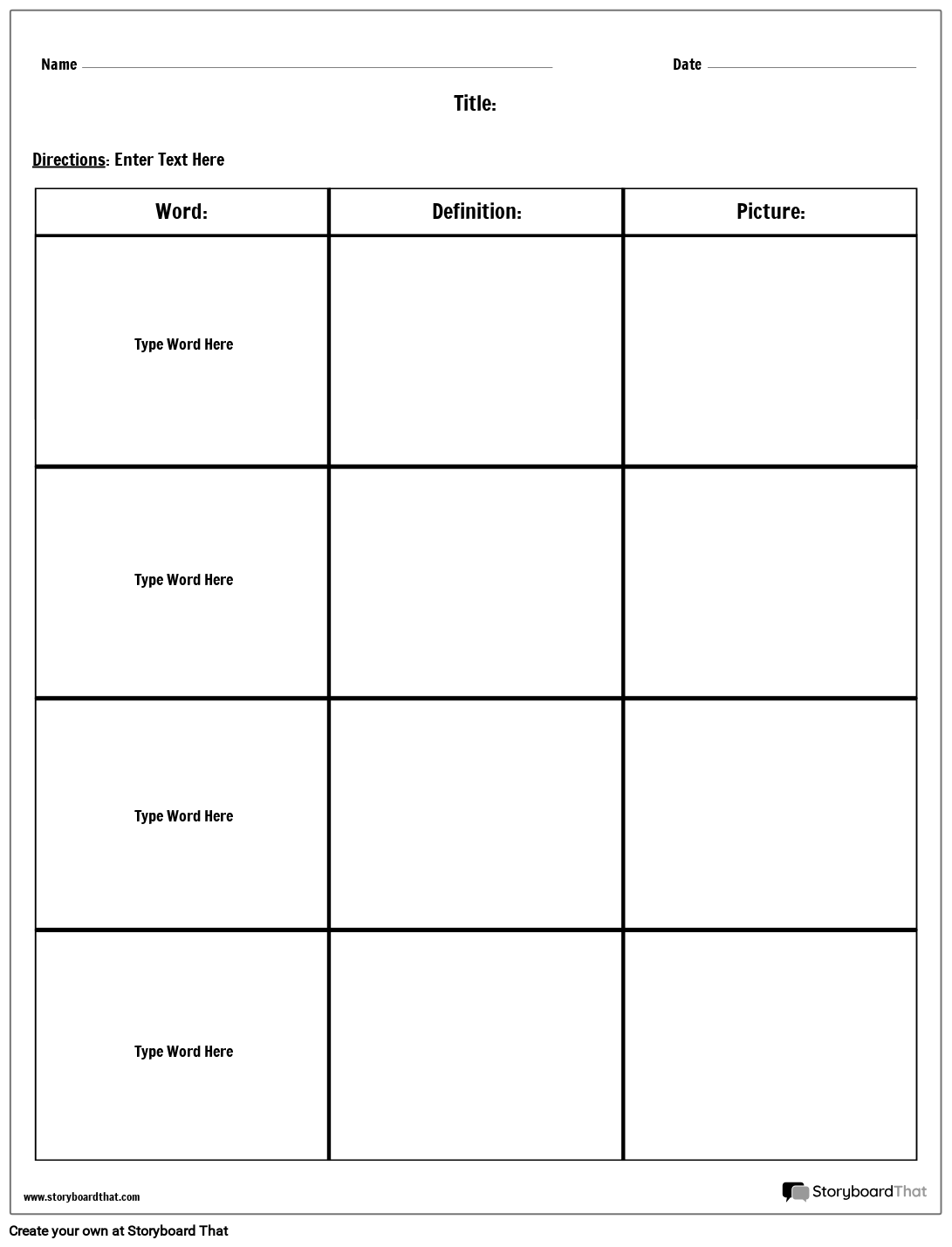 Free Definition Worksheet Templates By Storyboard That Free Definition Worksheet Templates By Storyboard That