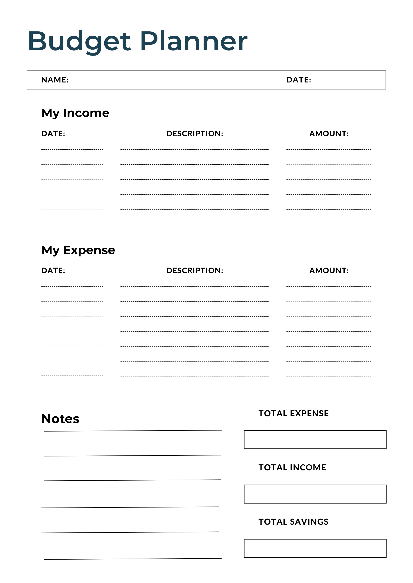 Budget Planner Printable Free