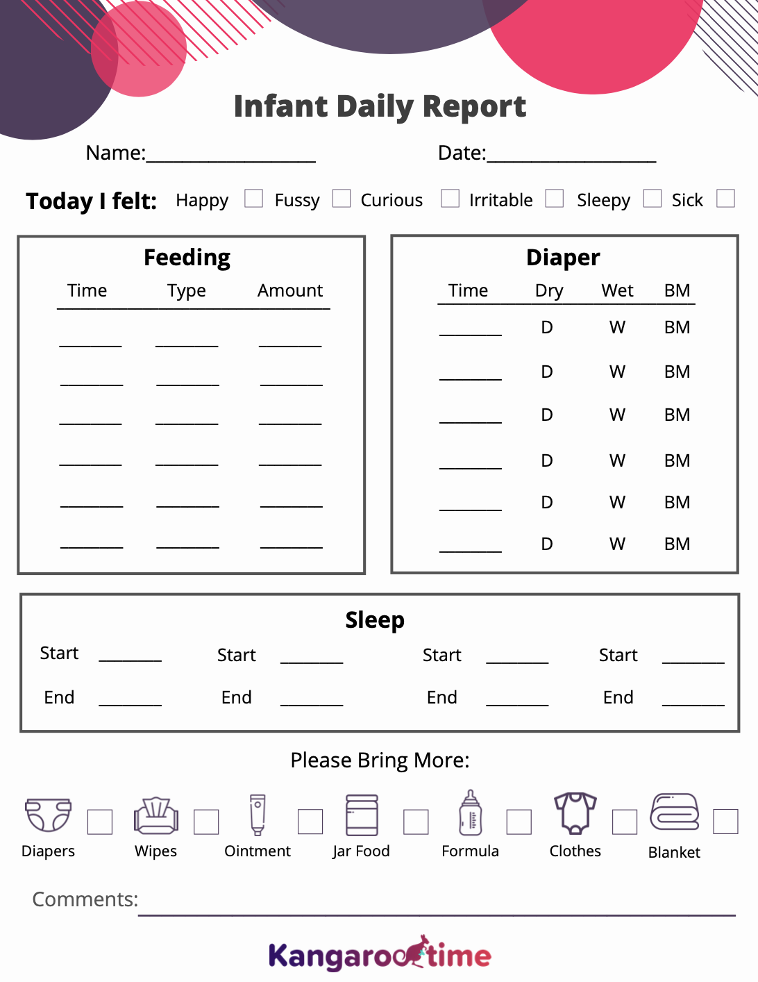 Free Downloadable Infant Daily Report Template For Childcare Centers Free Downloadable Infant Daily Report Template For Childcare Centers