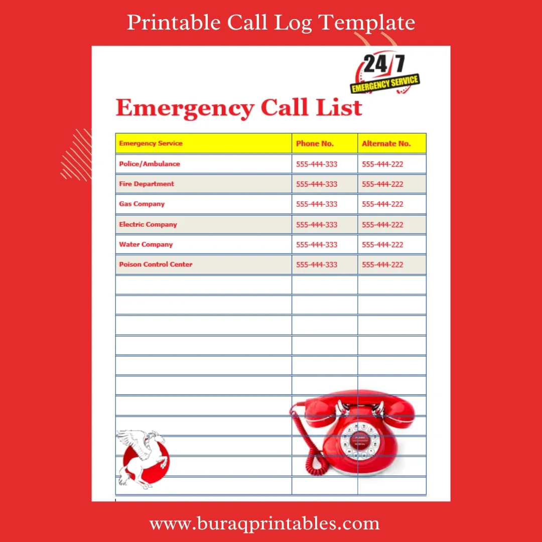 Free Emergency Contact List Template Word By PrintableTemplates On Dribbble