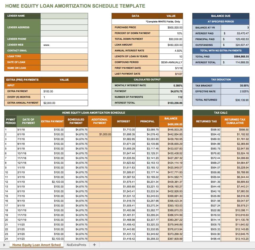 Amortization Schedule Calculator Printable