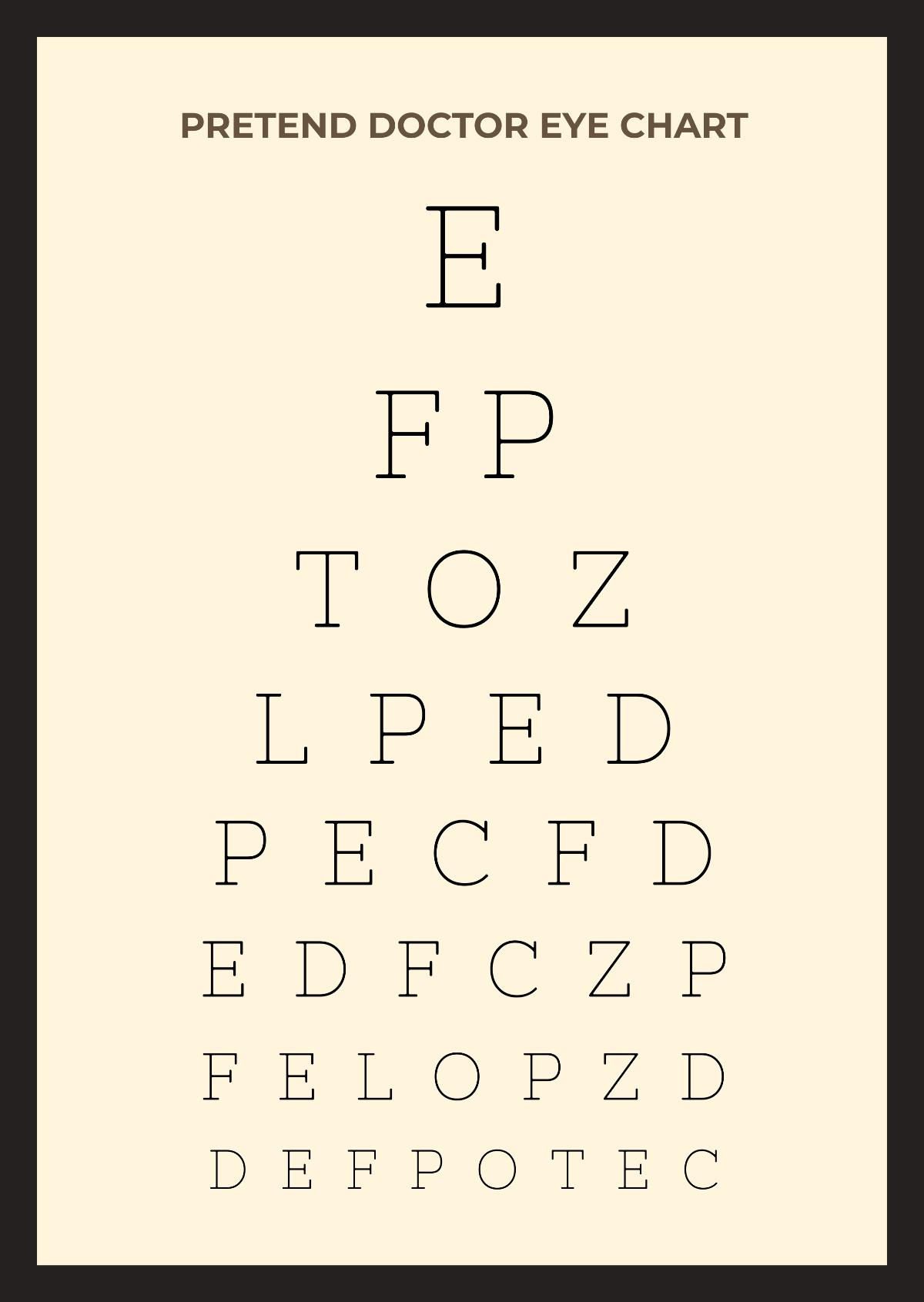 Printable Dr. Eye Chart Printable Dr. Eye Chart