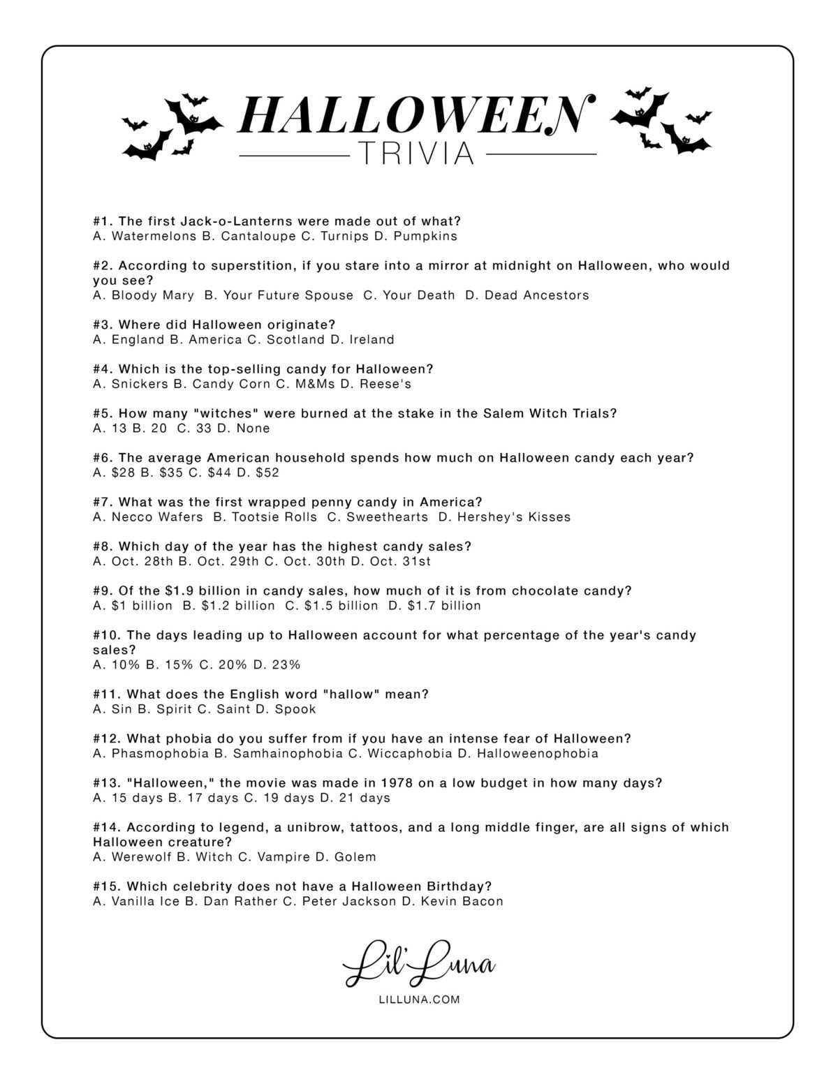 Free Trivia Questions And Answers Printable