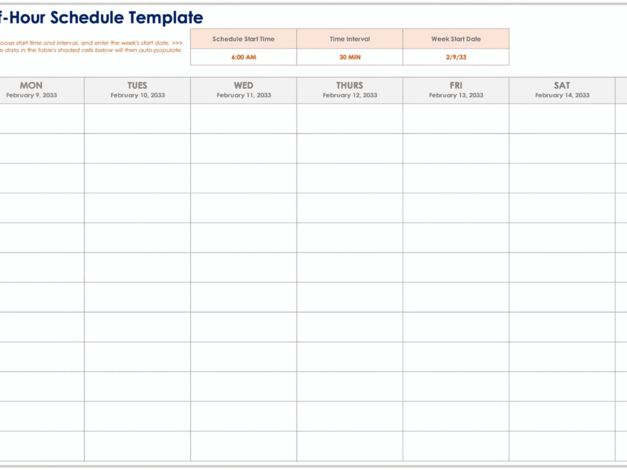 Free Hourly Schedule Templates All Formats Editable Printable