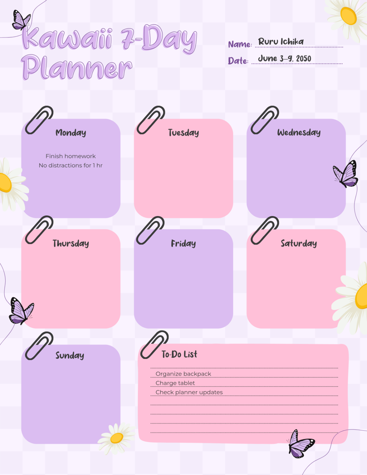 Diy Free Kawii Planner Printables