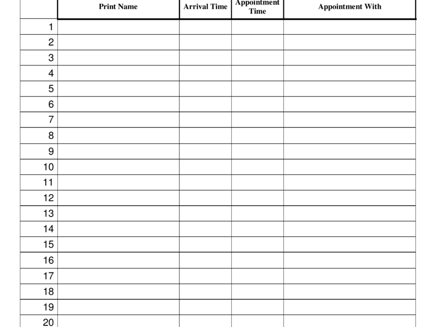 Free Patient Sign in Sheet Template PDF Word EForms