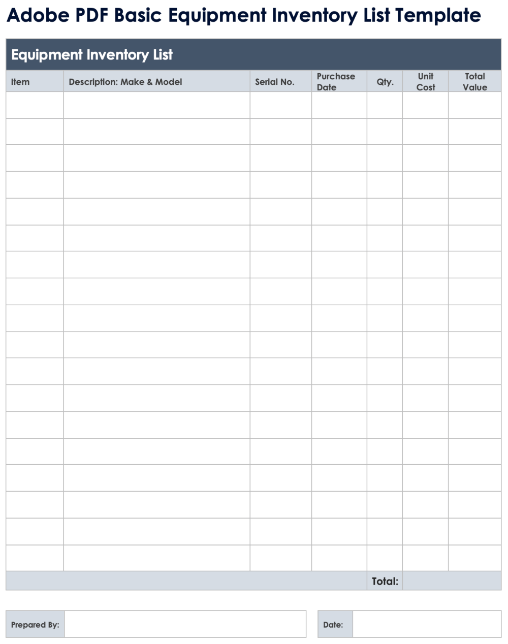 Free PDF Inventory Sheets Templates Editable Printable