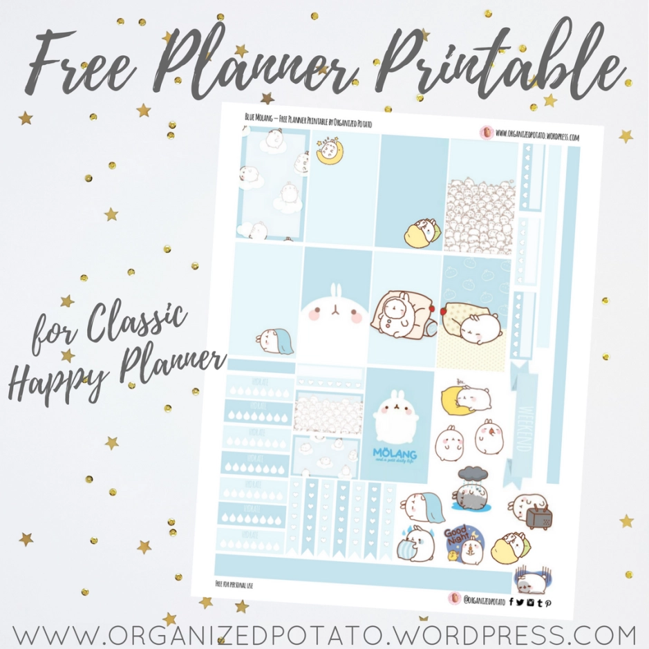 Free Planner Printable Blue Molang Organized Potato