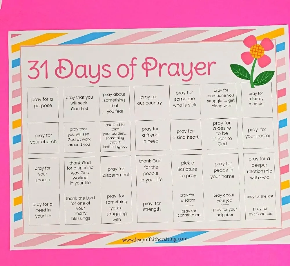 Free Printable Prayer Chart