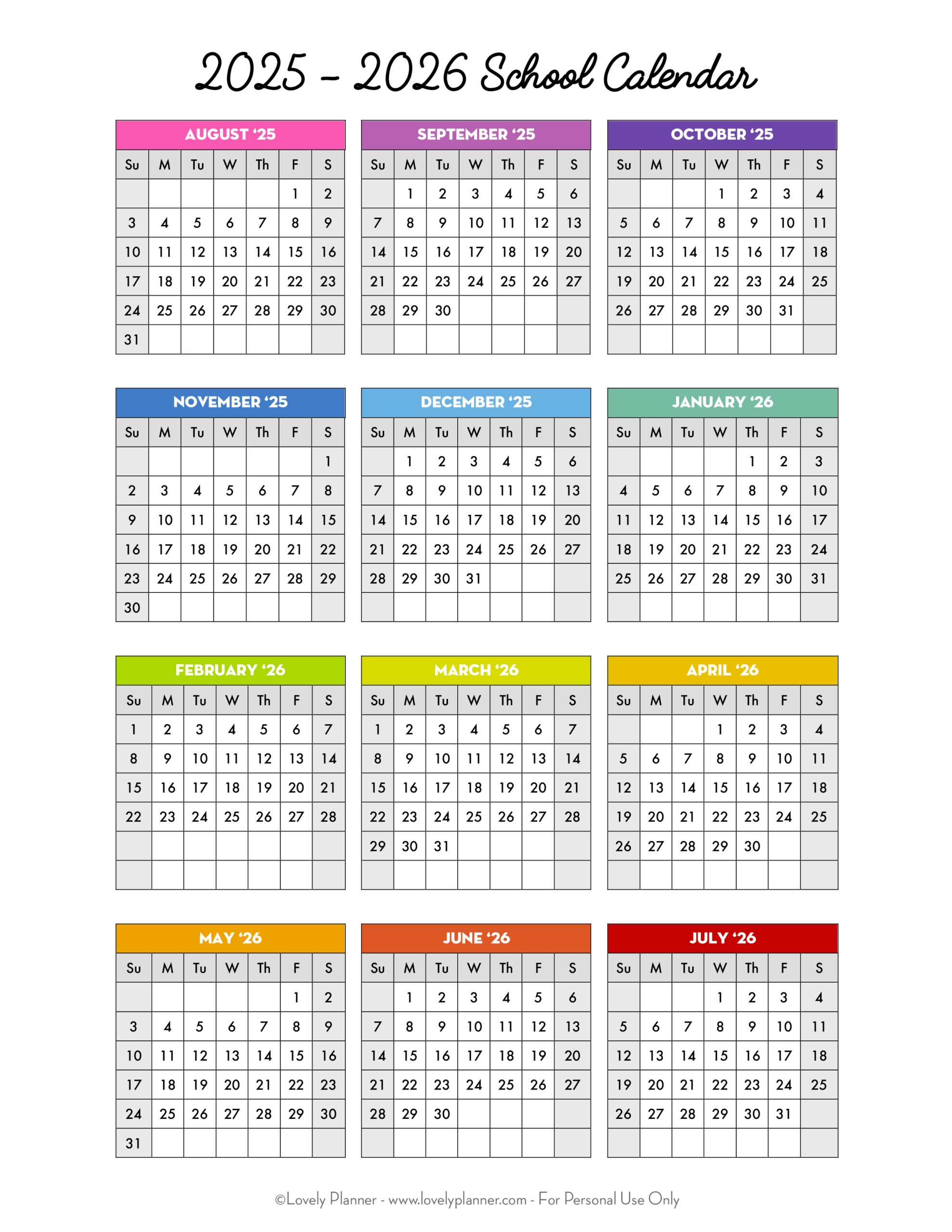 Free Printable Planner 2025-2026