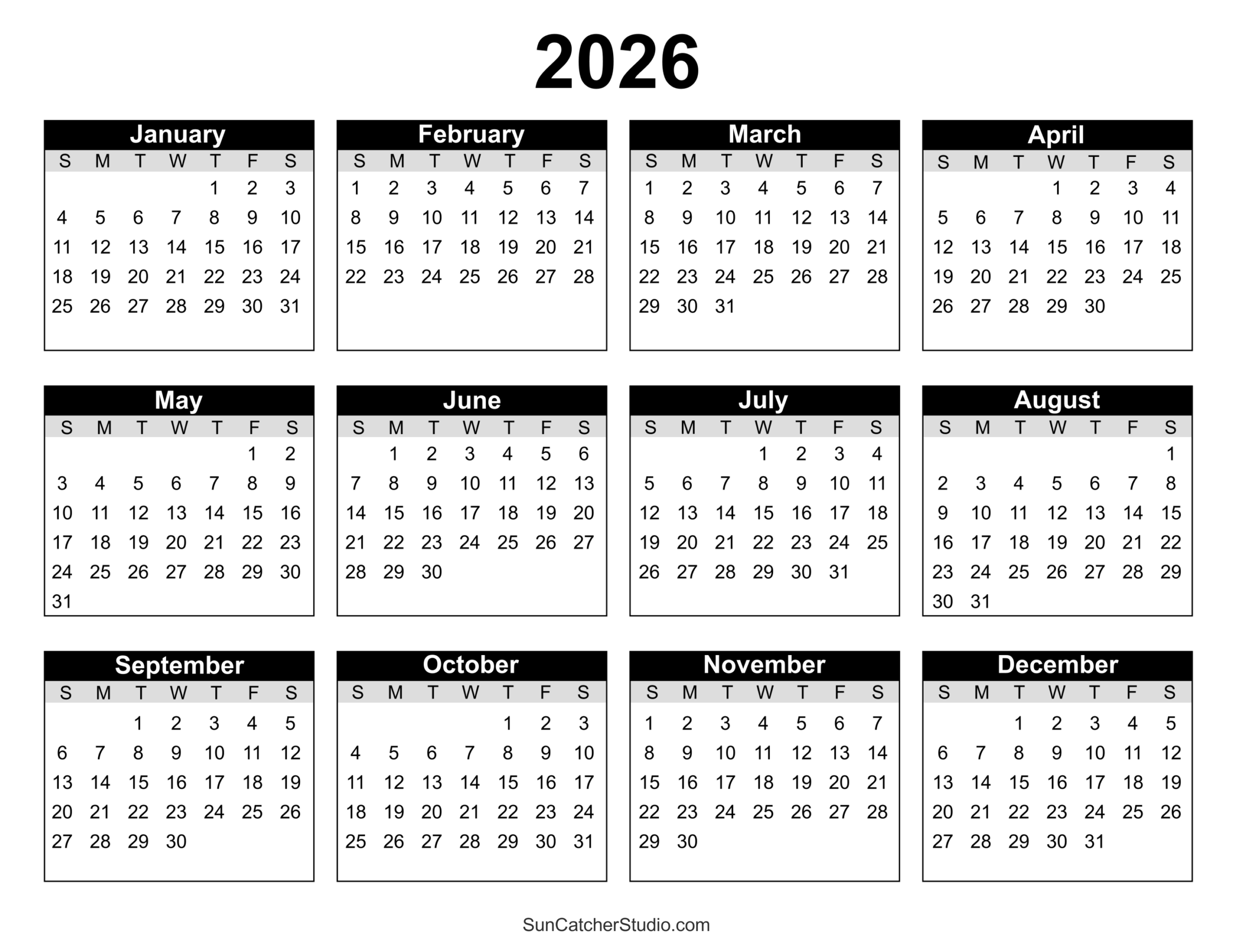 Facebook Planner Calendar Printable 2026