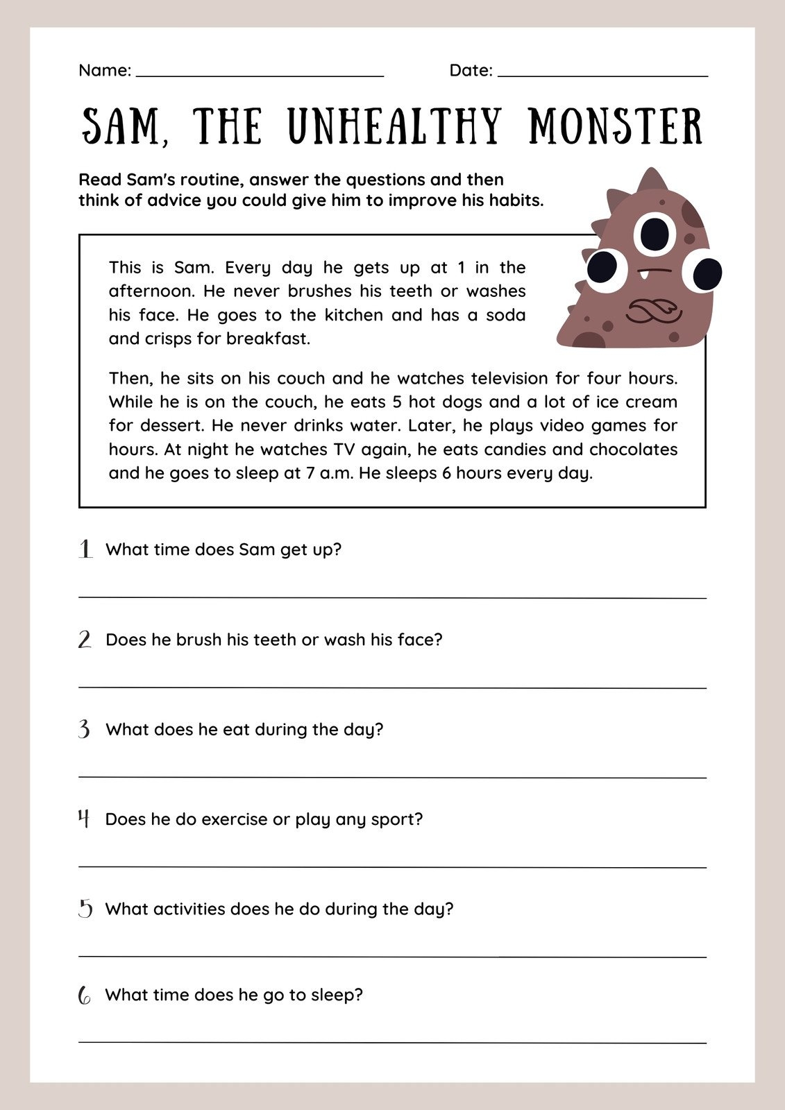 Printable Literature Comprehension Quizzes