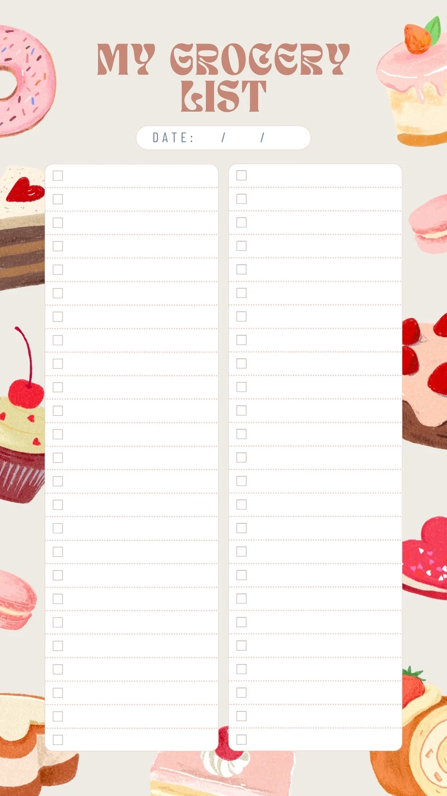 Cute Grocery List Printable Mini