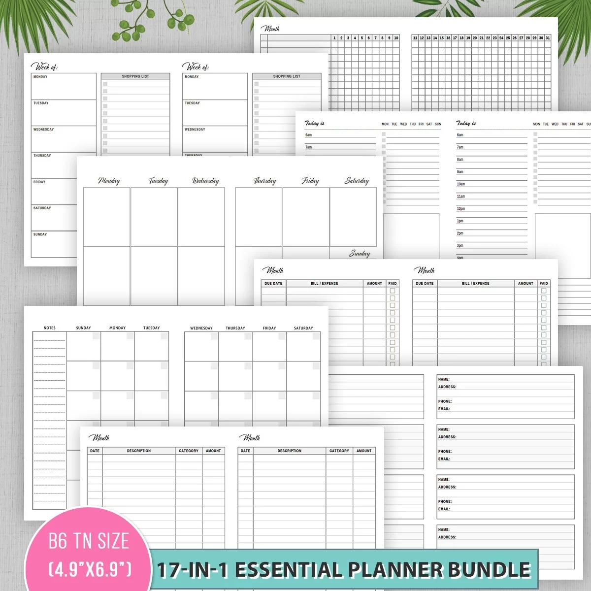 Free Printable B6 TN Inserts Graph Paper