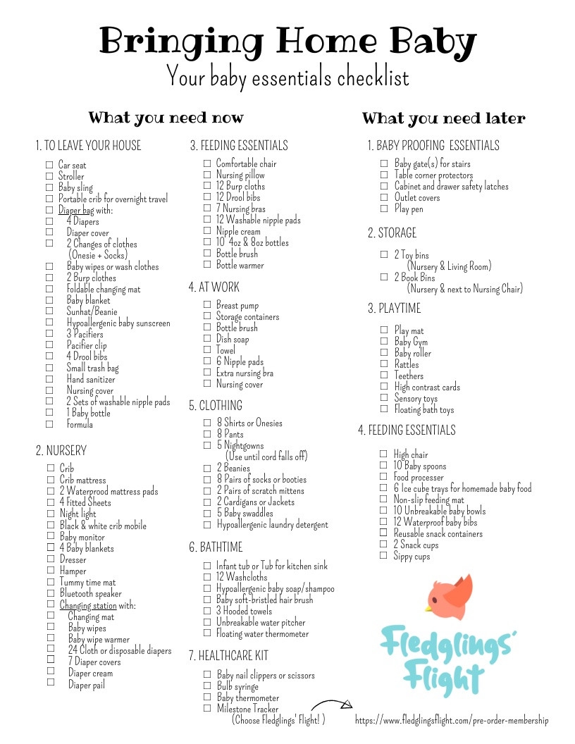 Free Printable Baby Checklist 100 Must Have Essentials For New Parents