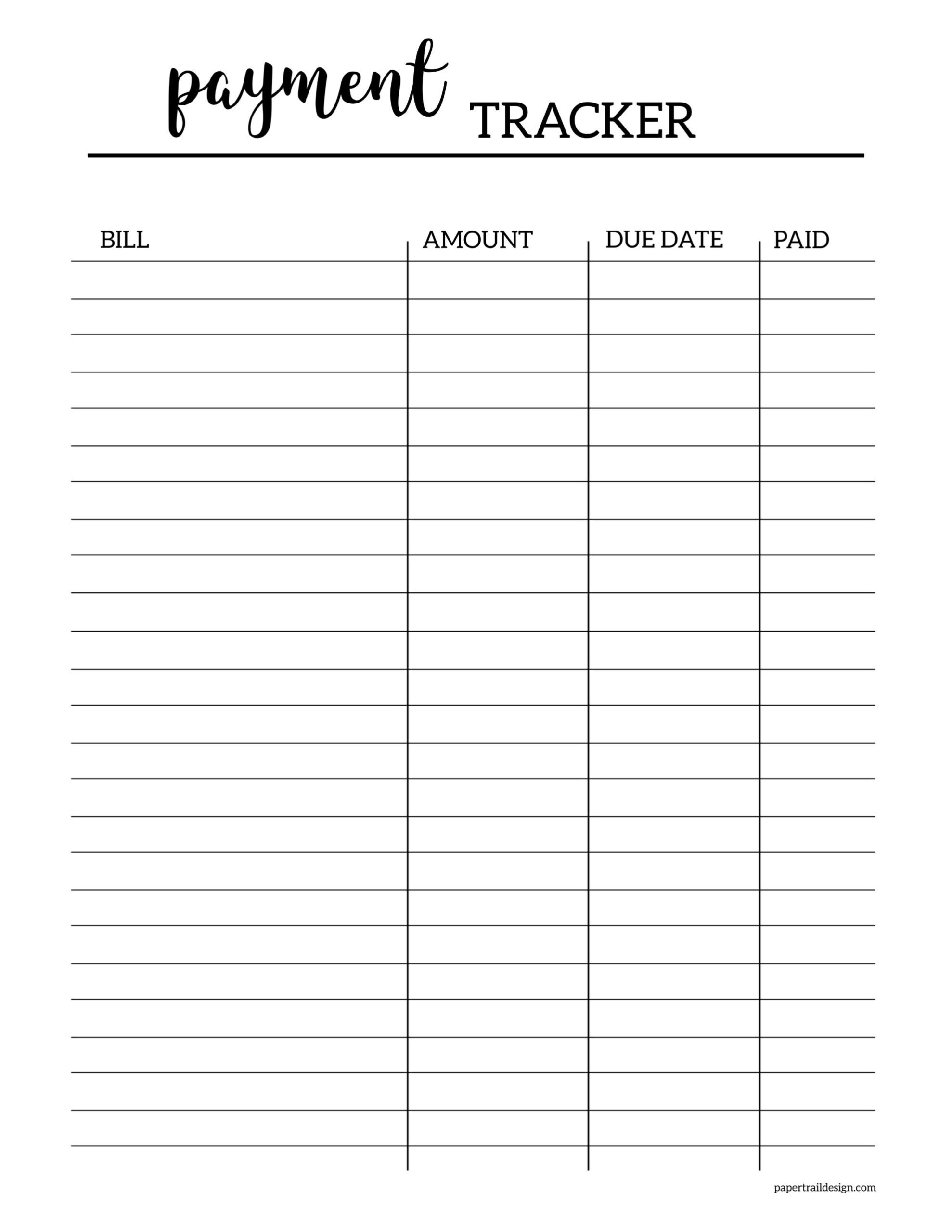 Free Printable Bill Organizer Sheets