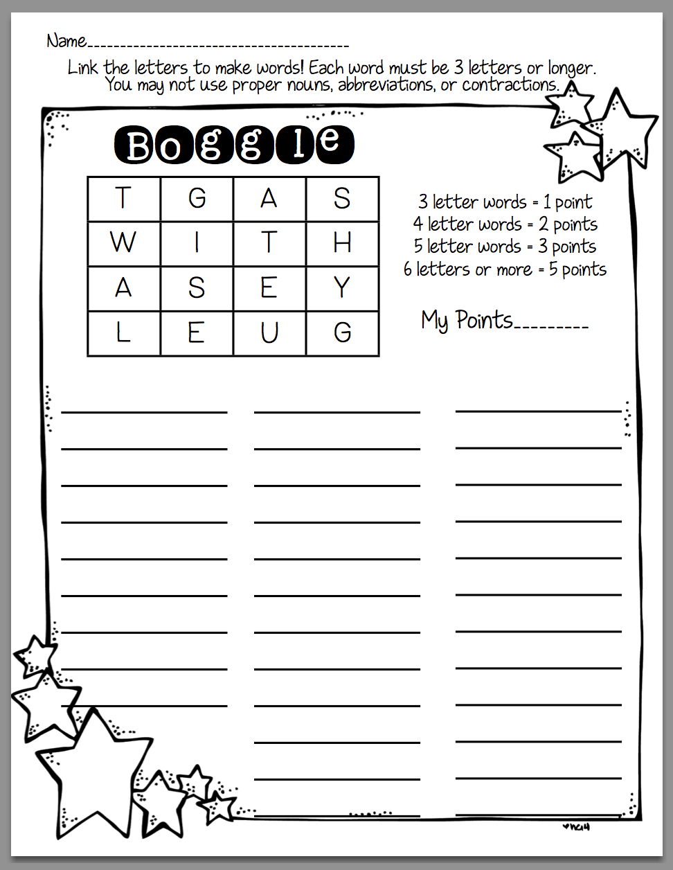 Free Printable Boggle Template For Spelling We Are Teachers Worksheets Library