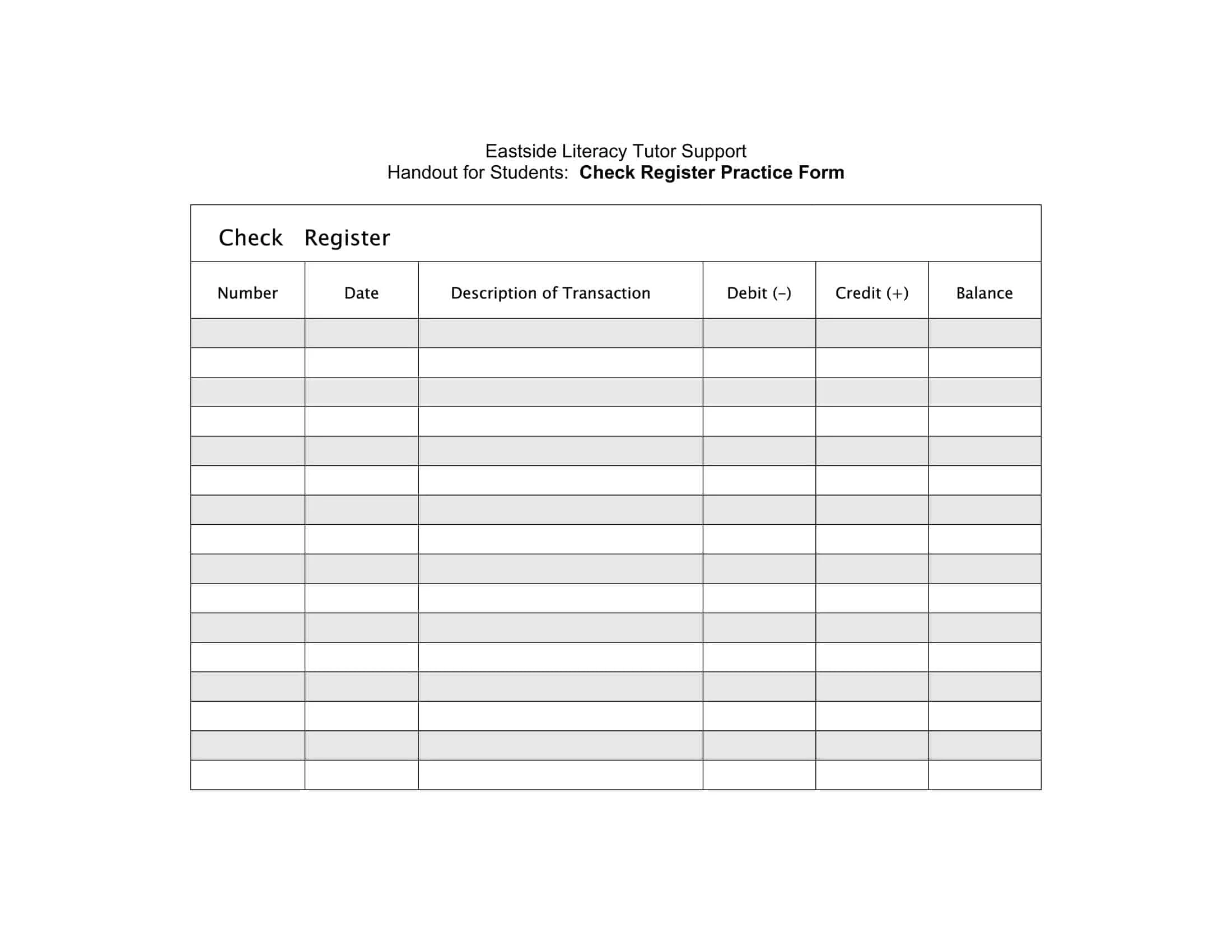 Free Printable Checkbook Register Templates PDF Excel 