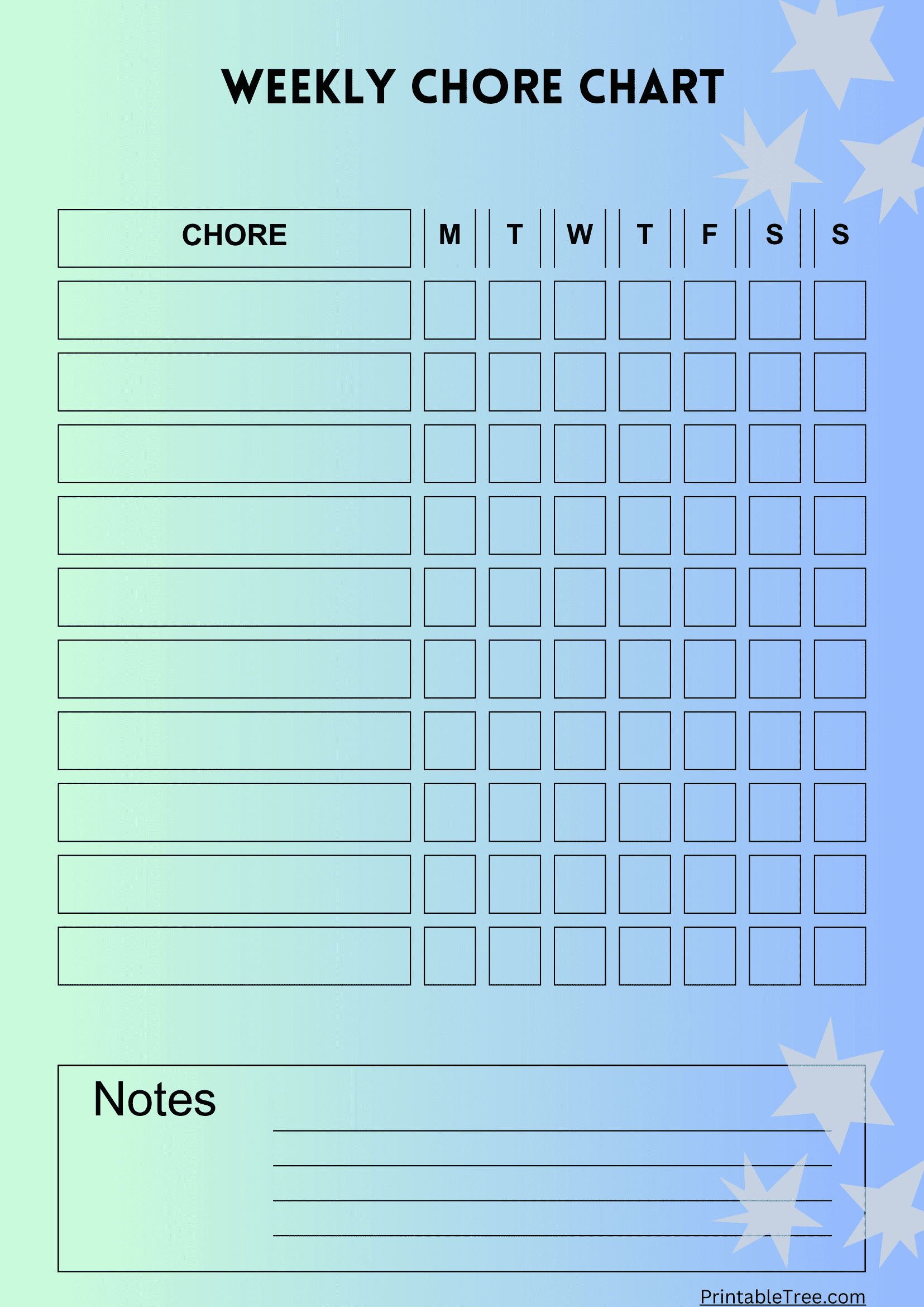 Free Printable Weekly Chore Chart Template