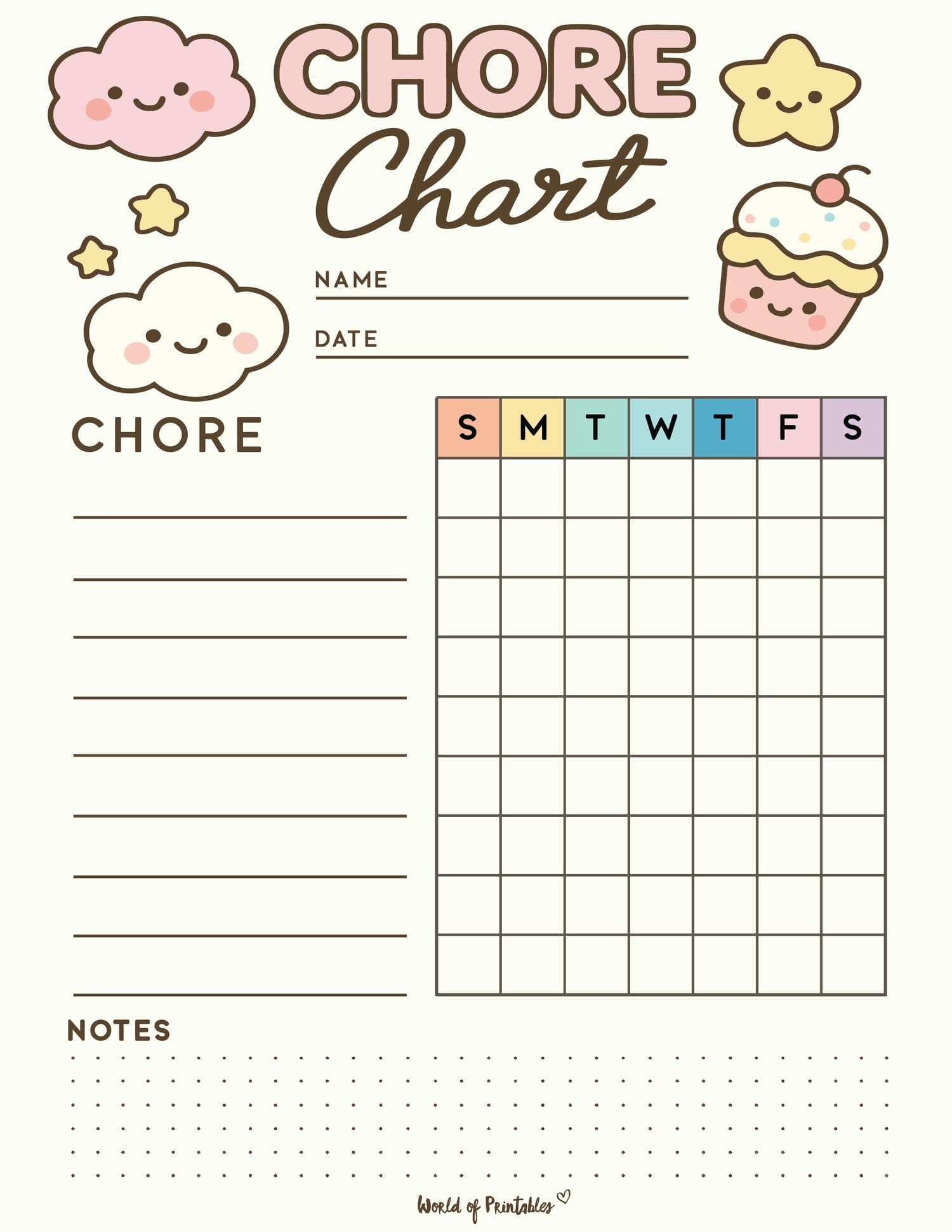 Free Printable Chore Charts For Kids Over 30 Fun Designs World Of Printables