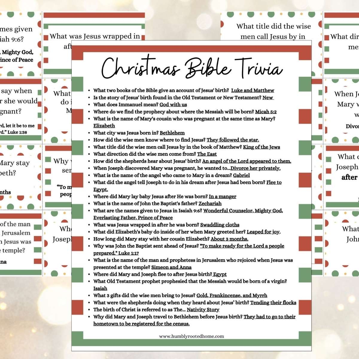 Christmas Bible Quiz Printable For Kids
