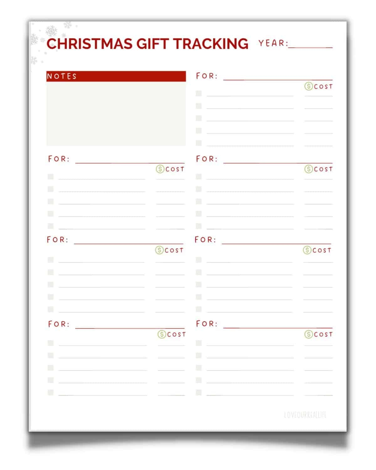 Gift List Free Printable