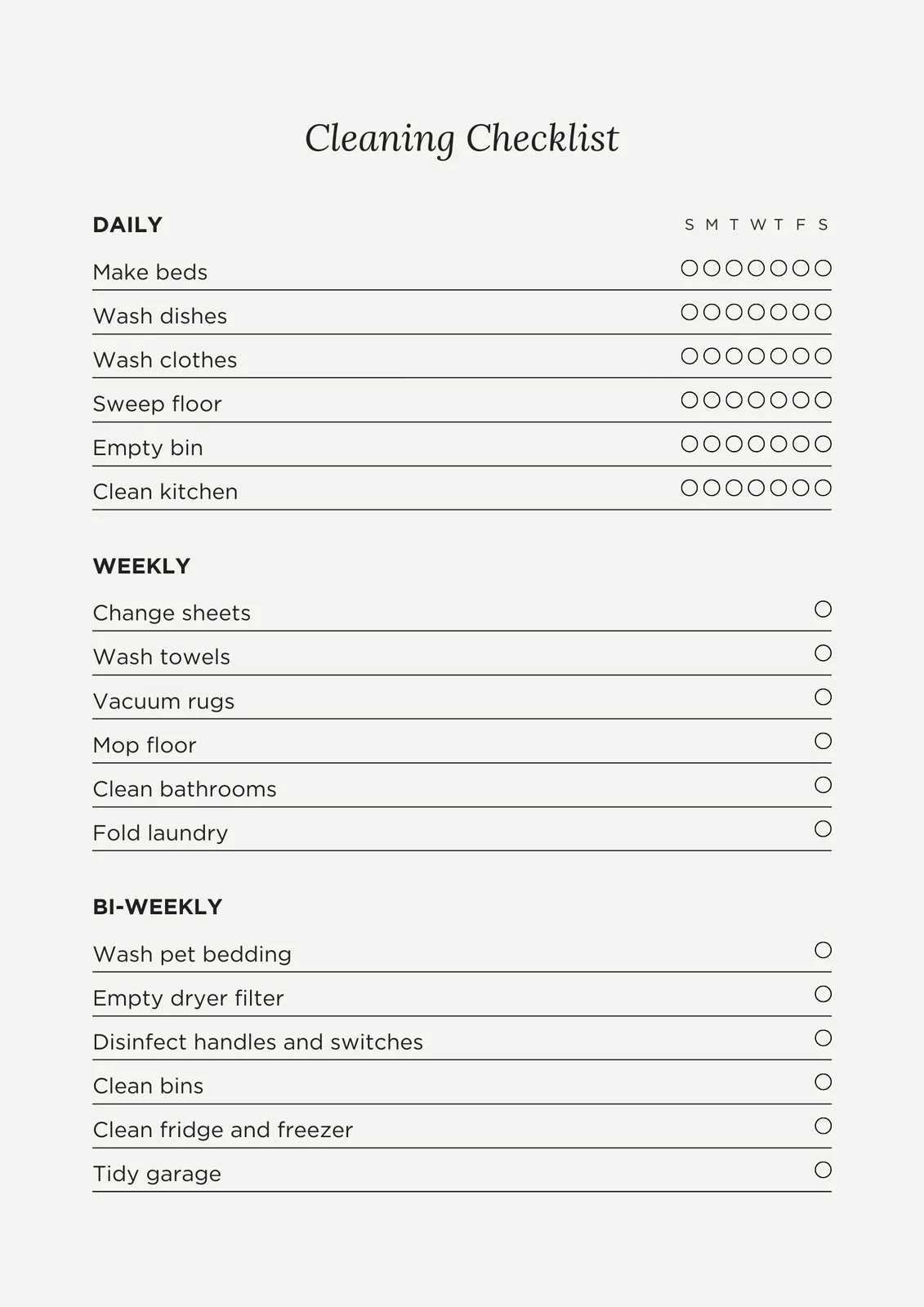 Free Printable Cleaning Checklist Templates Canva Free Printable Cleaning Checklist Templates Canva