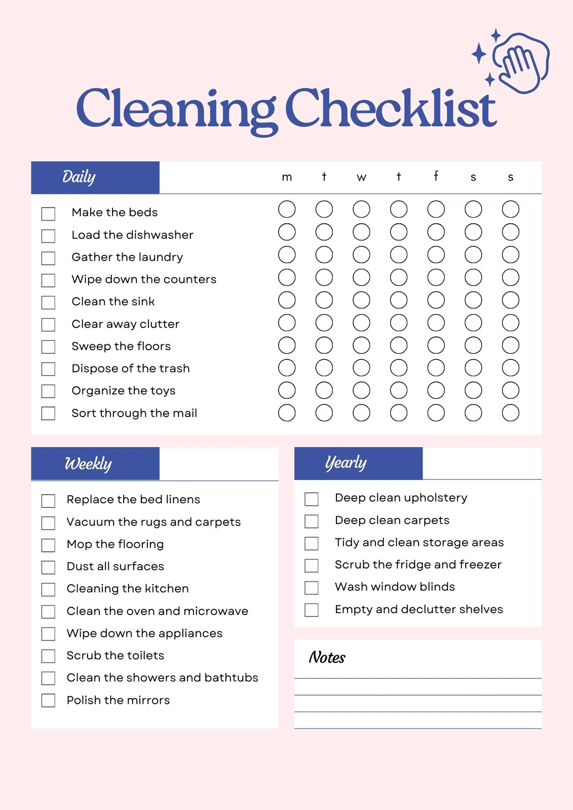 Printable Client Cleaning Schedule Printable Client Cleaning Schedule
