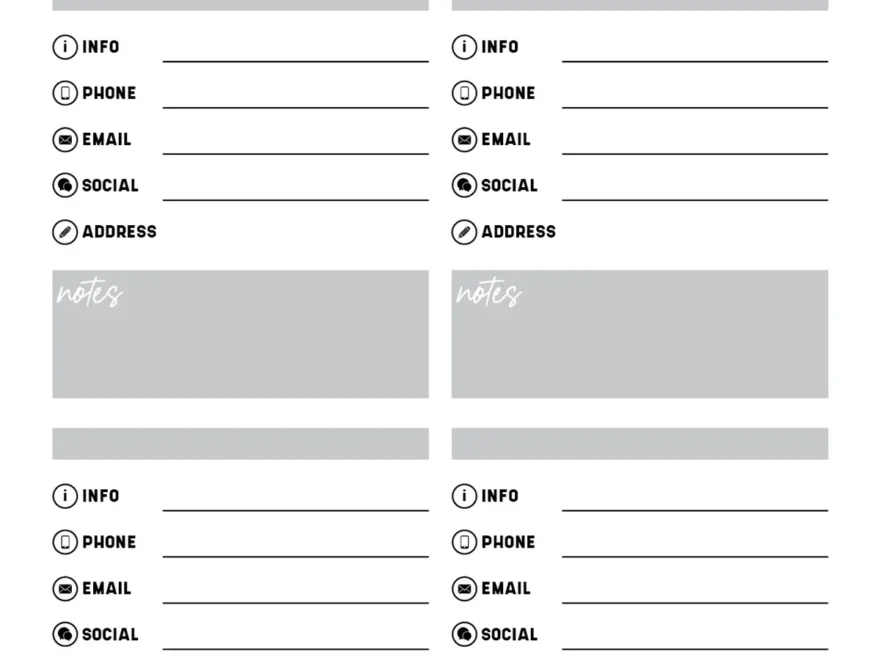 Free Printable Contact List Templates Savor Savvy