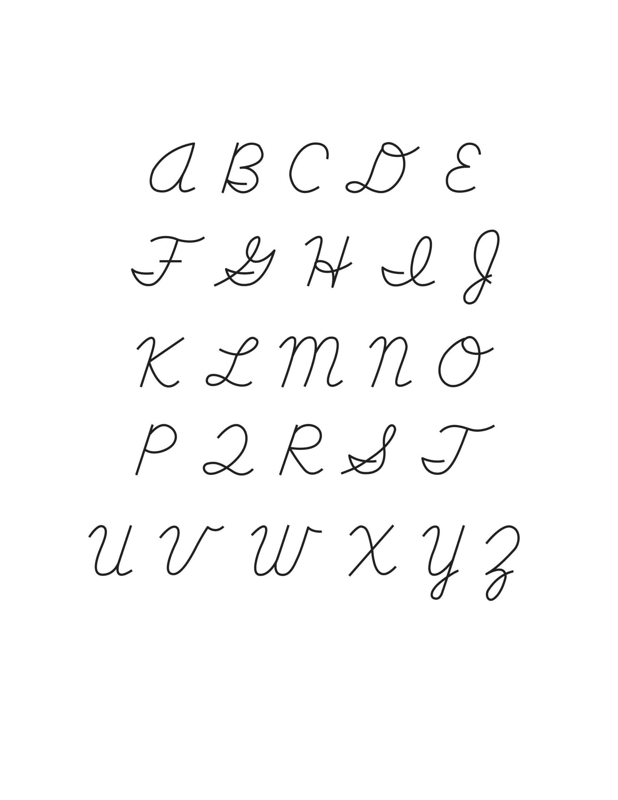 Free Printable New American Cursive Chart