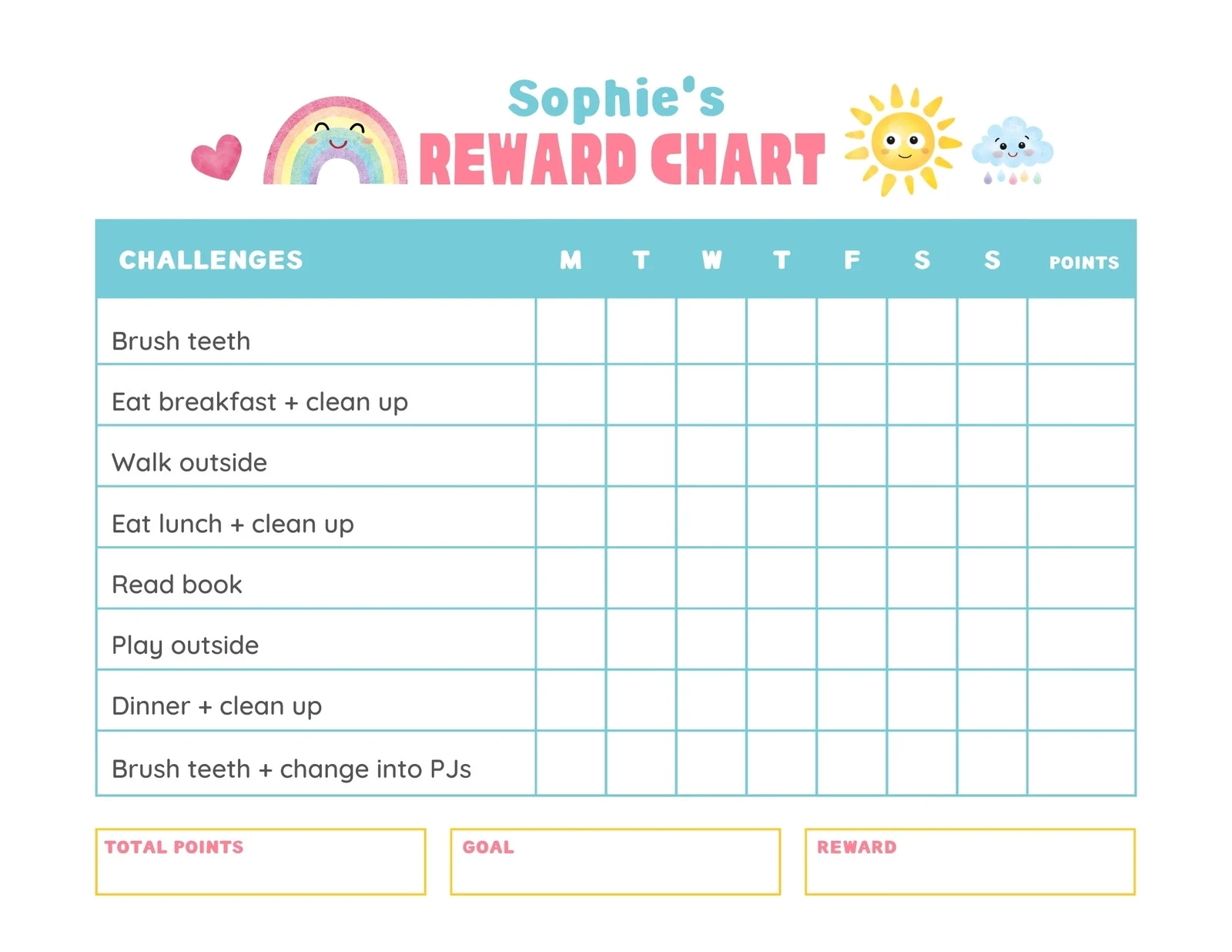 Preschool Adhd Charts Free Printables