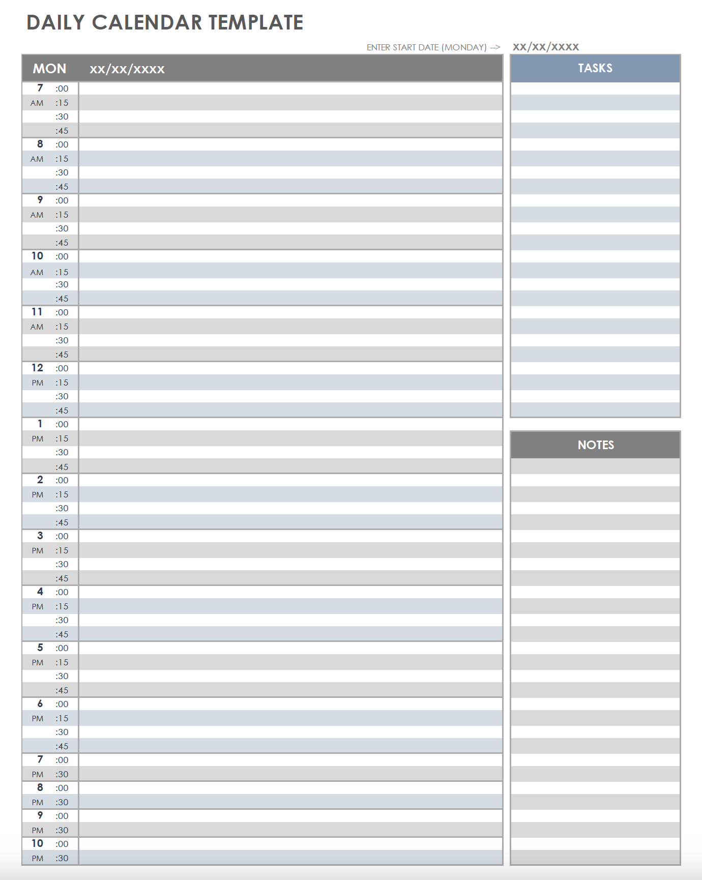 Free Printable Daily Calendar Templates Smartsheet Free Printable Daily Calendar Templates Smartsheet