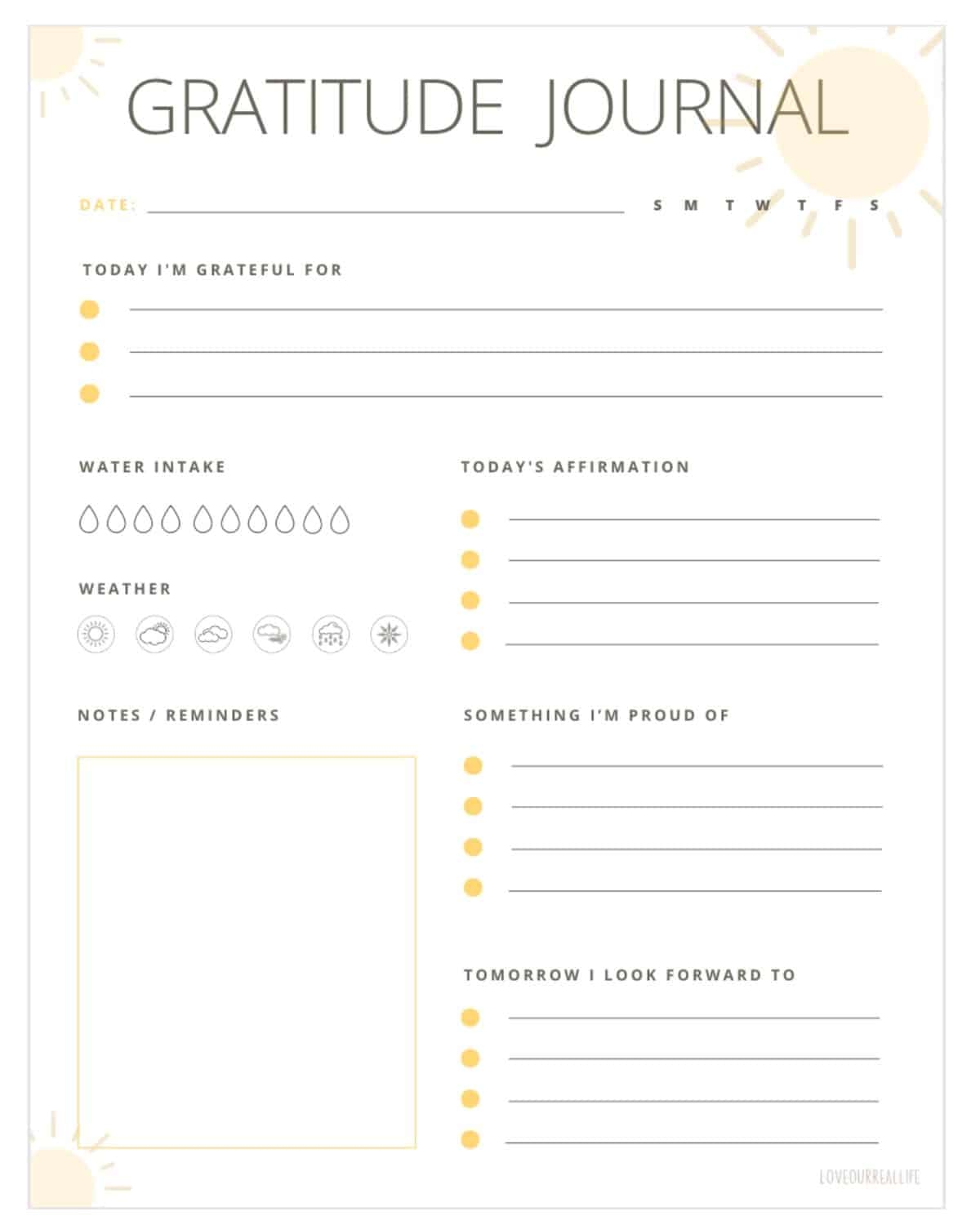 Printable Gratitude List Template Printable Gratitude List Template