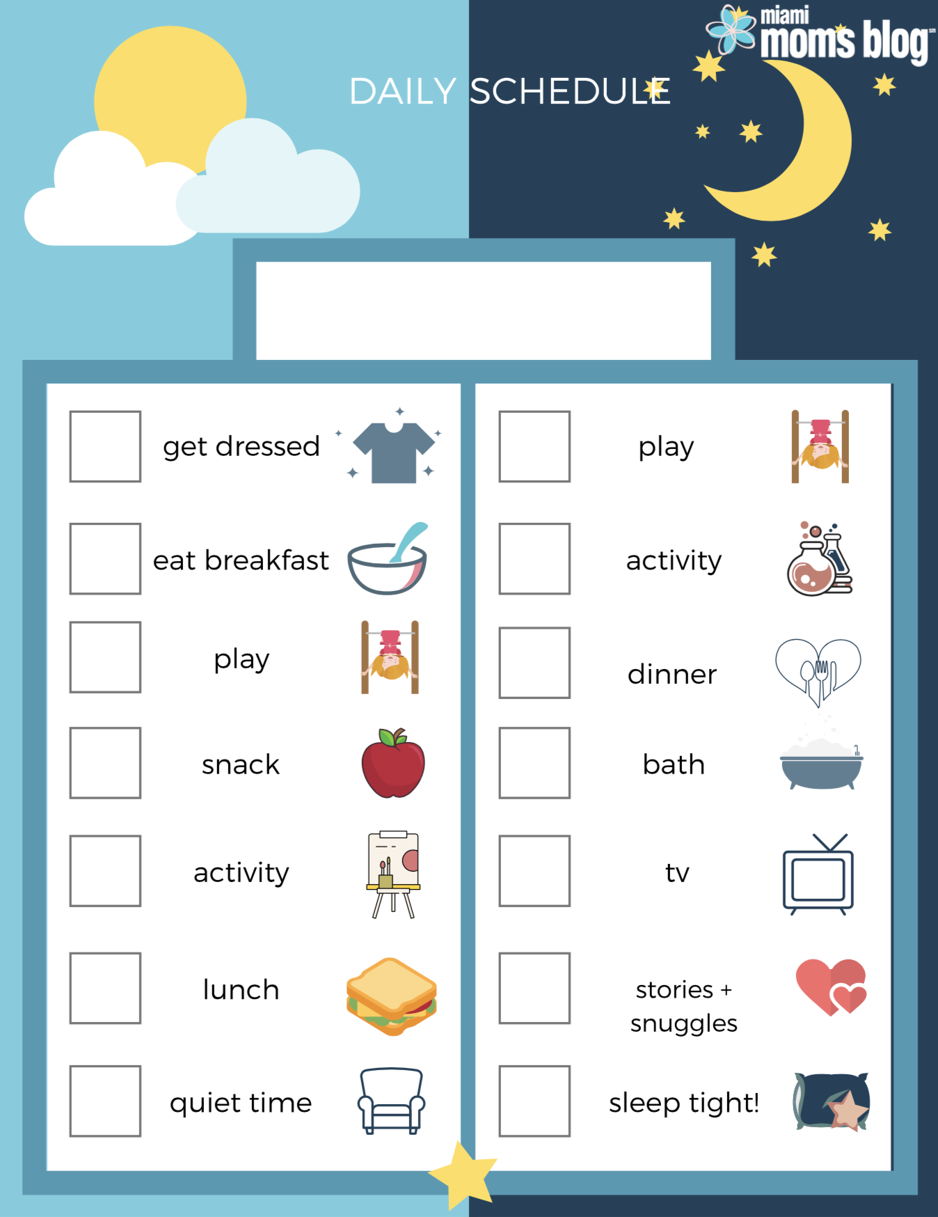 Daily Schedule Template Printable For Kids