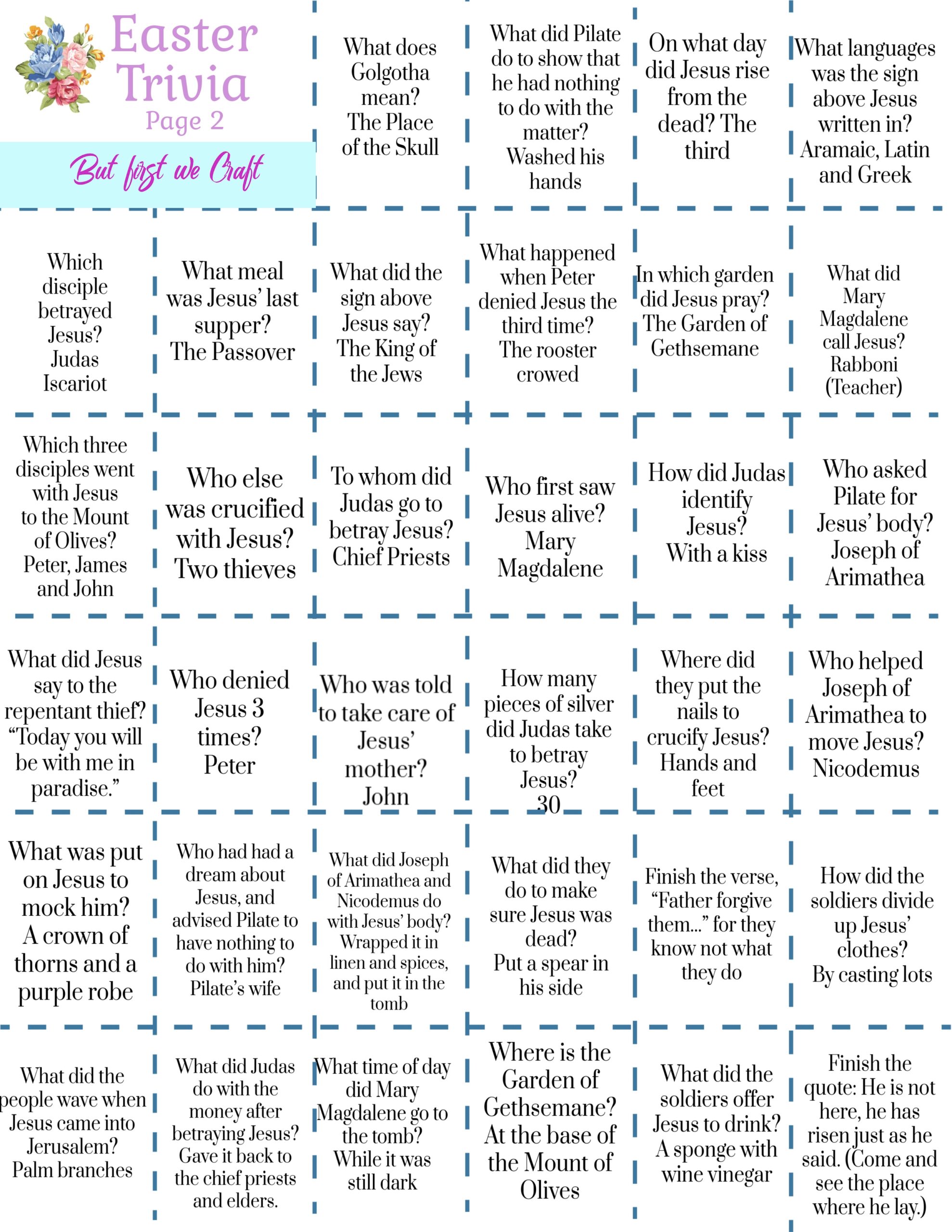 Easter Printable Free Trivia