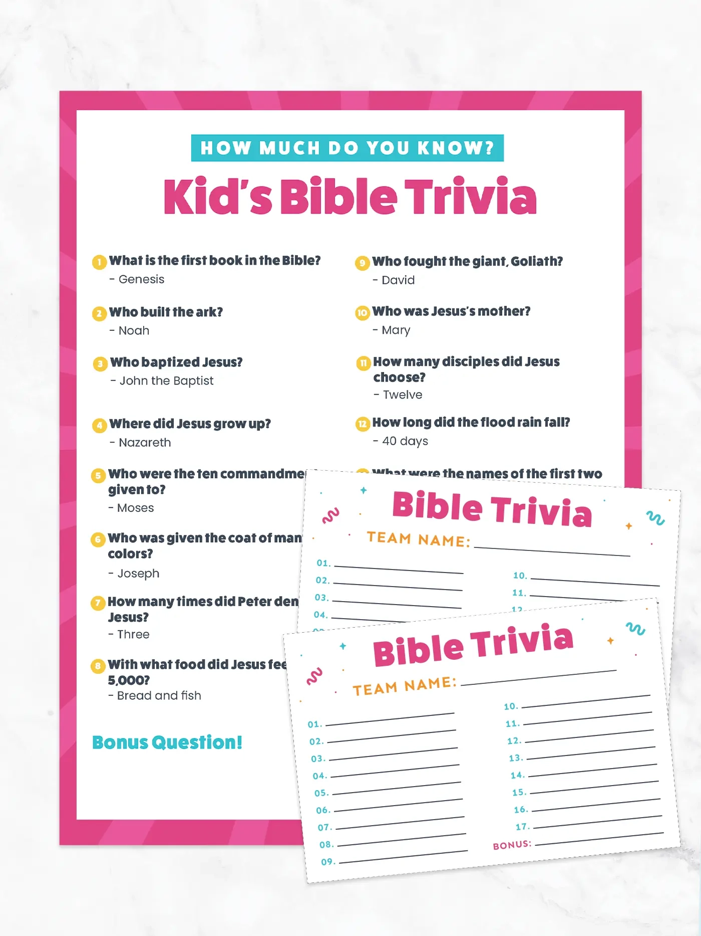 Printable Easy Kids Trivia And Answers