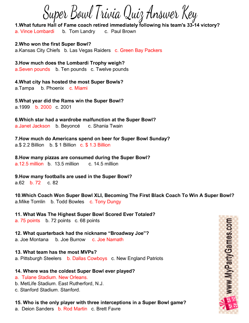 Football Trivia Questions And Answers Printable