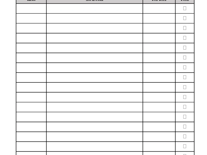 FREE Printable Homework Planner Template PDF Word Excel Or Jpg