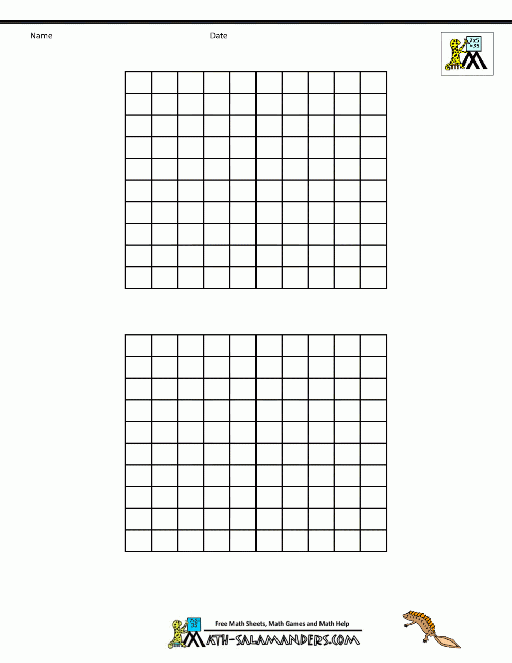 Free Printable 100 Chart Blank