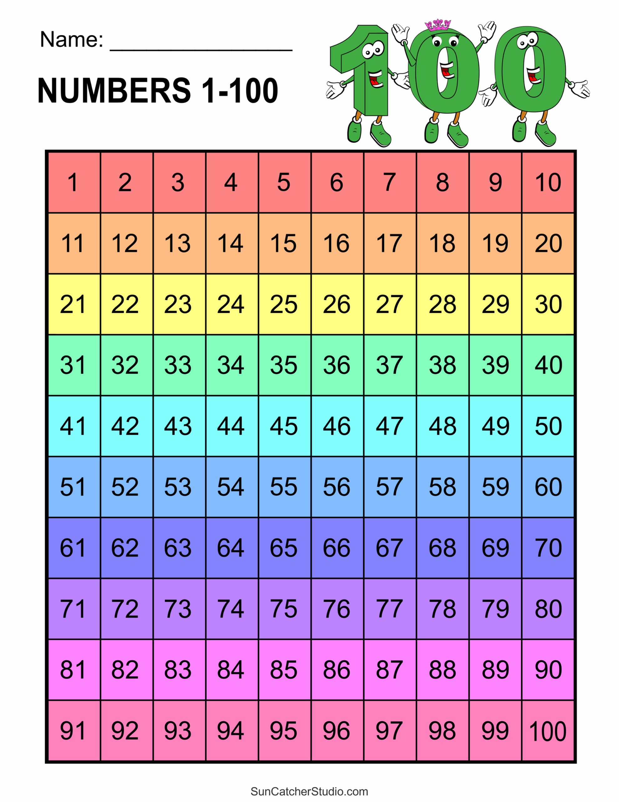100s Chart Printable Free 100s Charts