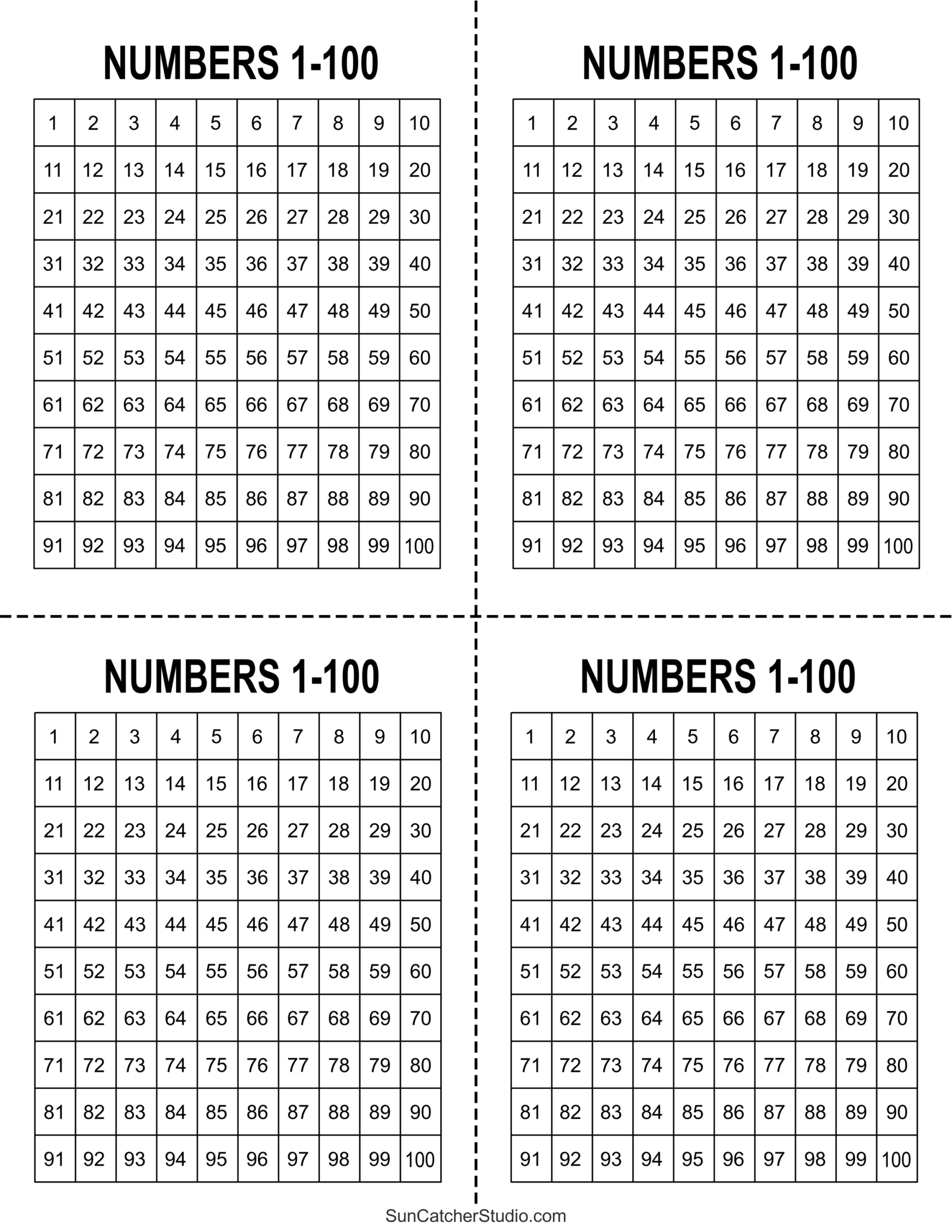 100 Sign 100 Printable