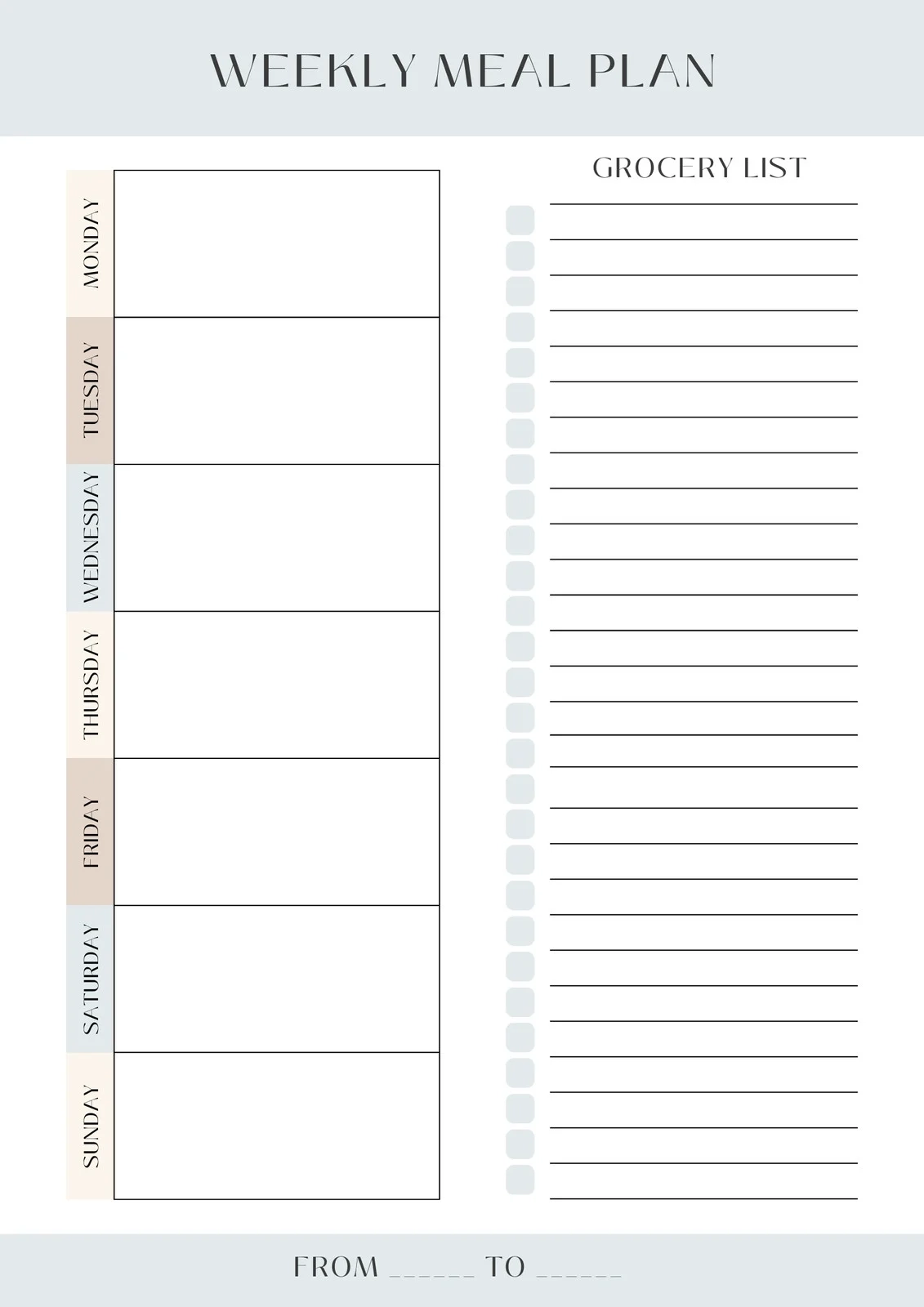 Printable Meal Weekly Meal Planner