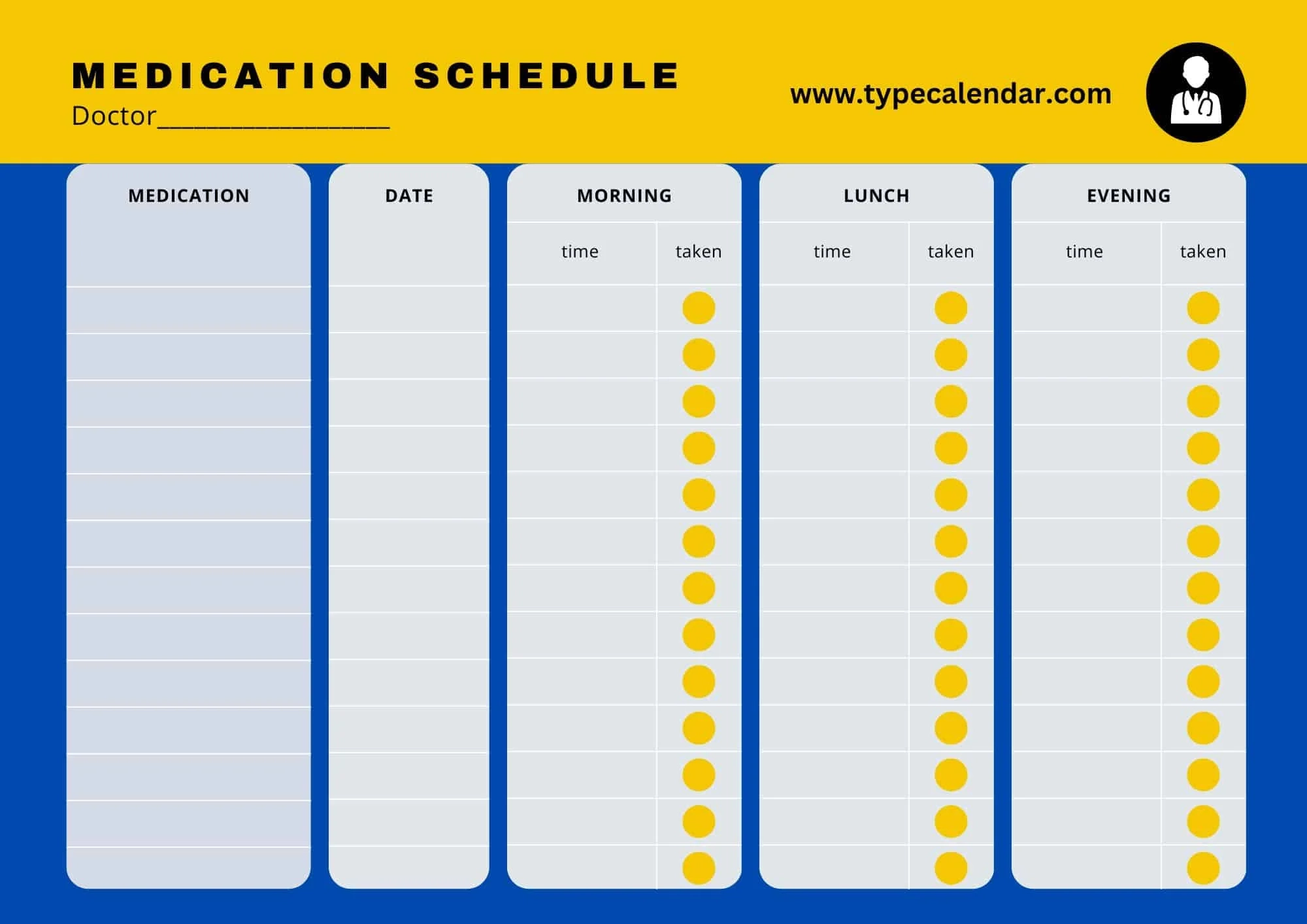 Printable Medication Schedule Template