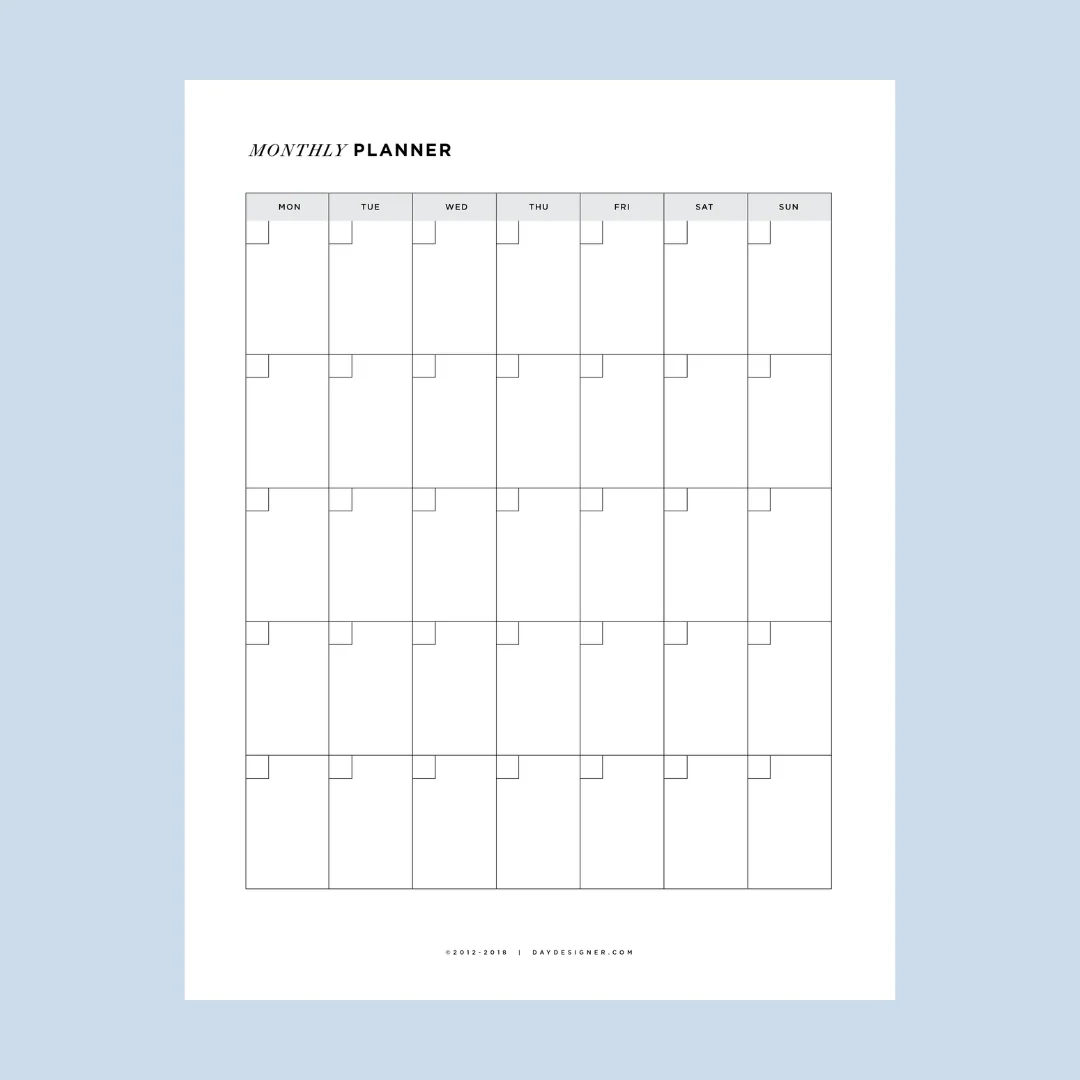 Free Printable Monthly Planner Pages