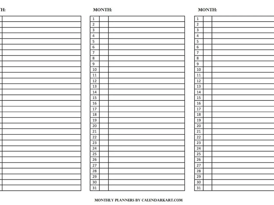 Free Printable Monthly Planner Templates CalendarKart